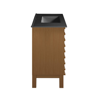 Cascade 36 in. Brown oak Bathroom Vanity With Black Ceramic Sink Top