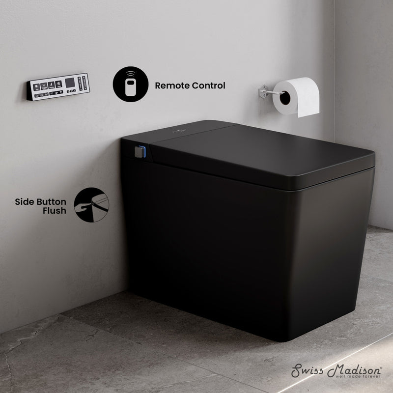 Concorde One Piece Smart Toilet 1.28 GPF in Matte Black with Heated Bidet, Air Drying, Night Light, Foot Sensor