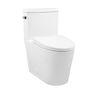 Dreux One-Piece 12" Rough-in 1.28 GPF Left Flush Elongated Toilet in Glossy White