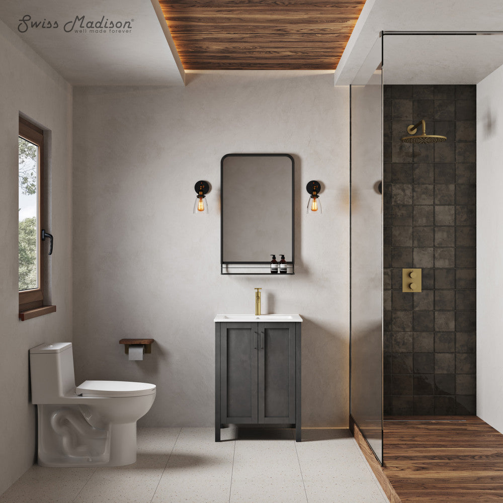 Avallon 24" Freestanding Bathroom Vanity in Black with Sink Top