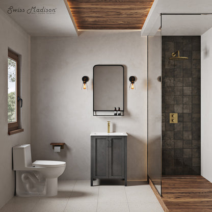 Avallon 24" Freestanding Bathroom Vanity in Black with Sink Top