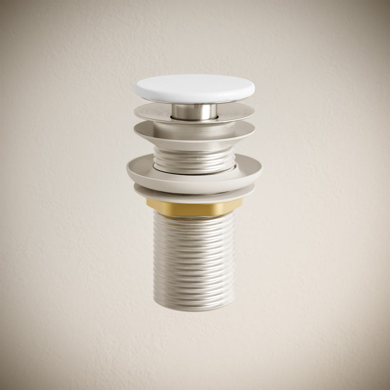 Lisse Concrete Bathroom Sink Non-Overflow Pop Up Drain in Matte White