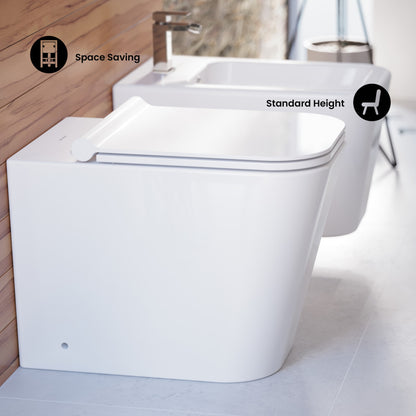 Concorde Back-to-Wall Toilet Bundle 0.8/1.6 GPF Dual Flush in Glossy White with White Flush Plate