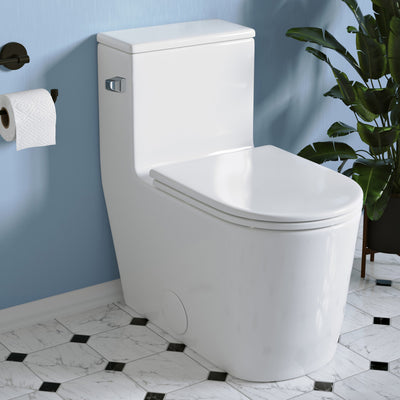 Liberte One-Piece 12" Rough-in 1.28 GPF Left-Hand Flush Elongated ADA Toilet in Glossy White