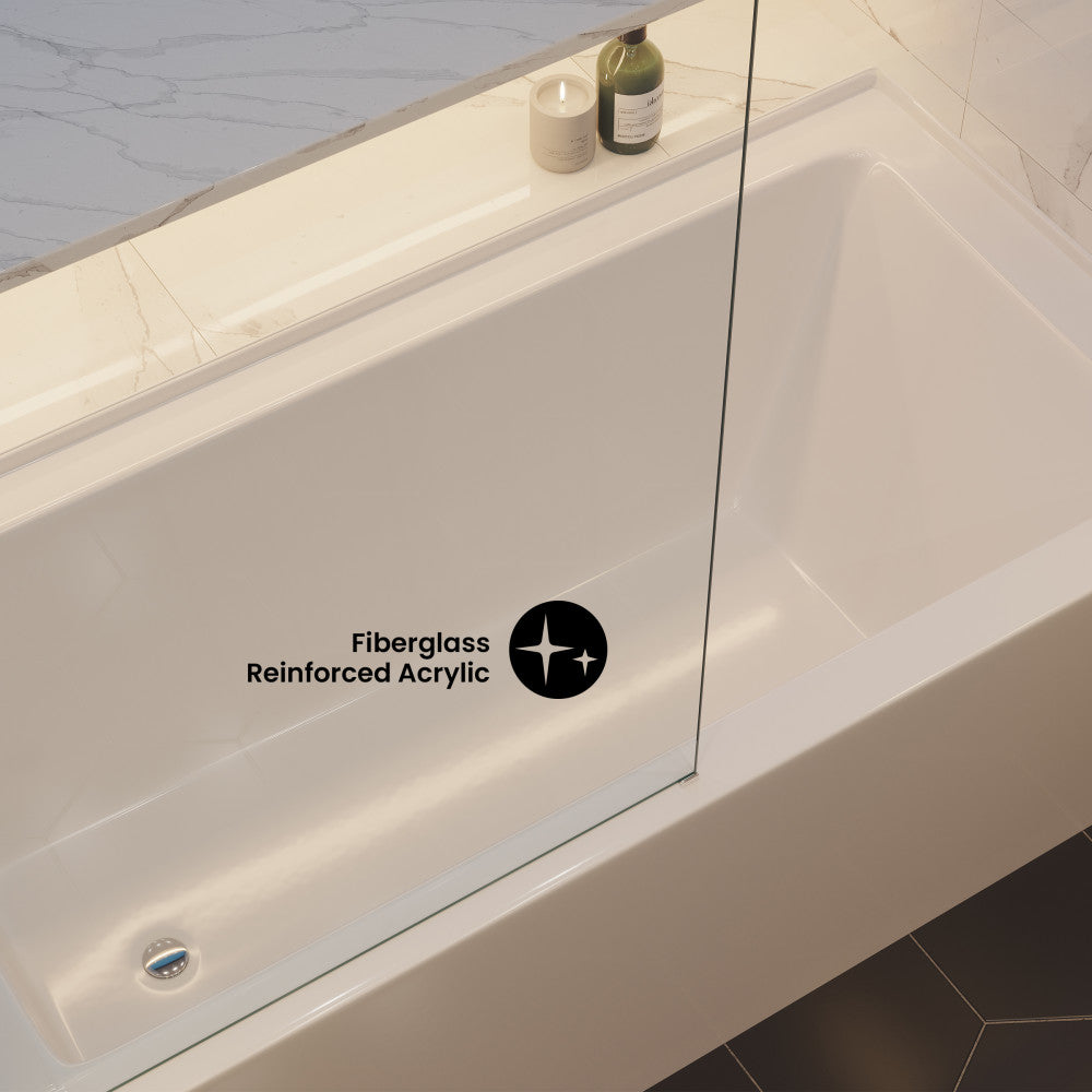 Voltaire 60" x 30" Left Drain Skirted Soaking Bathtub with Apron ADA Height in Glossy White