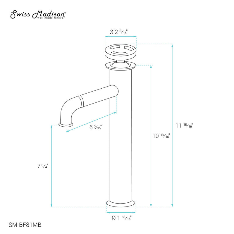 Avallon Single Hole, Single-Handle Wheel, High Arc Bathroom Faucet in Matte Black