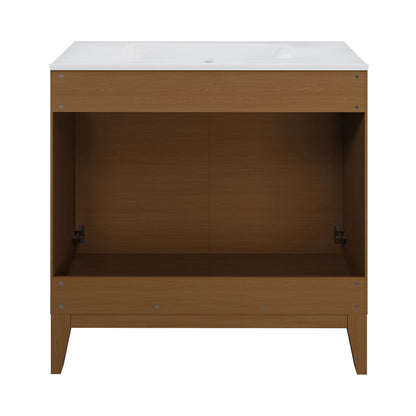 Cascade 30" Freestanding Bathroom Vanity in Brown Oak with Sink Top