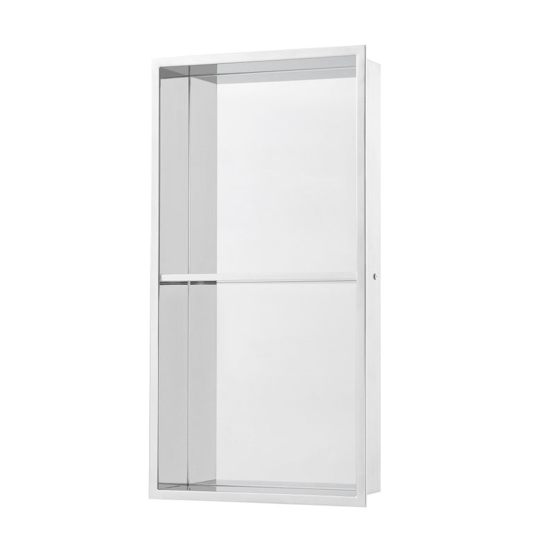 Voltaire 12" x 24" Stainless Steel Double Shelf Wall Niche in Polished Chrome