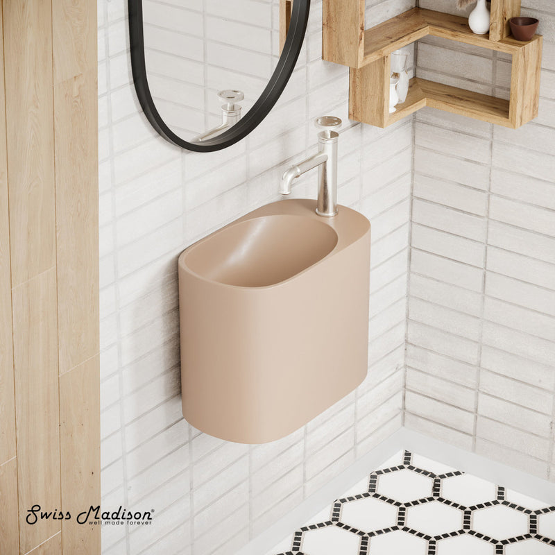 Terre 18" Right Side Faucet Wall-Mount Bathroom Sink in Pastel Peach