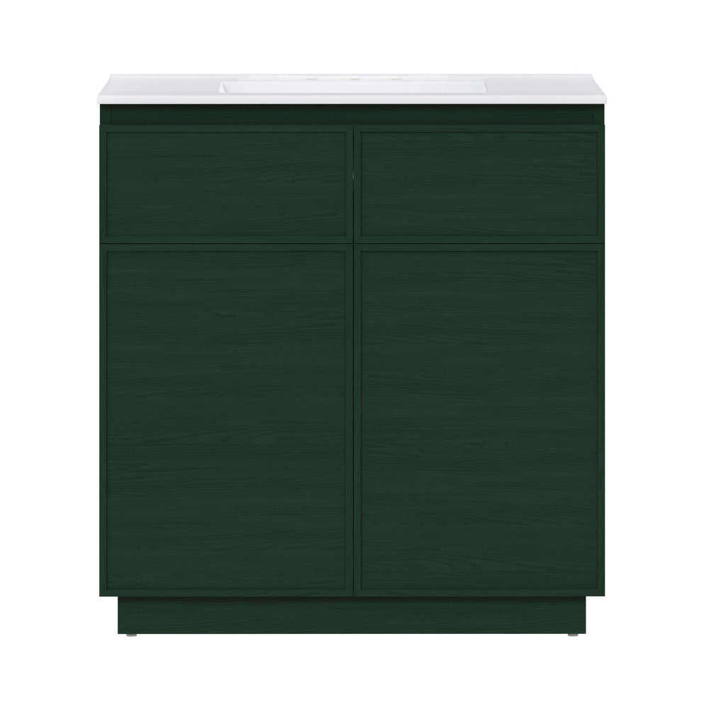 St. Tropez 36" Freestanding Bathroom Vanity in Green Oak with 3-Hole Widespread Sink Top