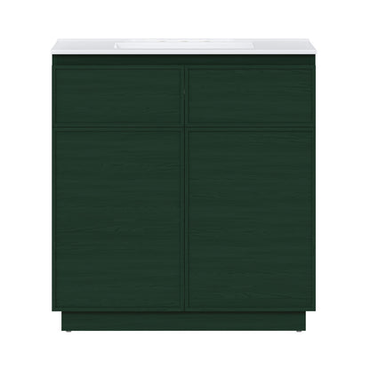 St. Tropez 36" Freestanding Bathroom Vanity in Green Oak with 3-Hole Widespread Sink Top