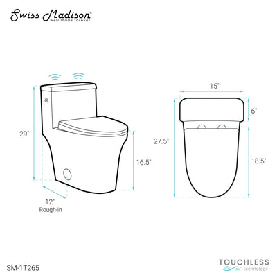 Hugo One-Piece Elongated Toilet Dual-Flush 1.1/1.6 gpf, Touchless