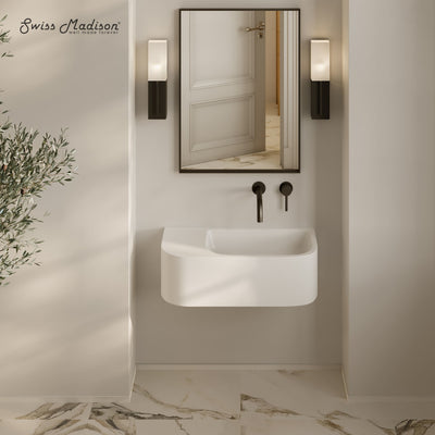 Carre 25" Solid Surface Oval Wall-Mounted Sink In Matte White