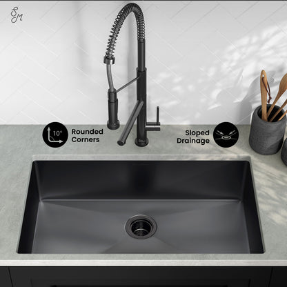 Rivage 32 x 19 Stainless Steel, Single Basin, Undermount Kitchen Sink, Black