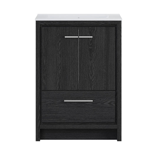 Virage 24" Freestanding Bathroom Vanity in Black Oak with 3-Hole Widespread Sink Top