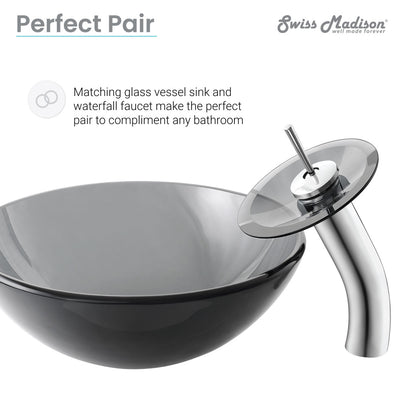 Cascade 16.5 Color Glass Vessel Sink with Faucet, Black