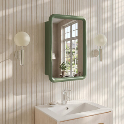 Plaisir 18 x 27 Recessed/Wall Mount Medicine Cabinet with Mirror in Green