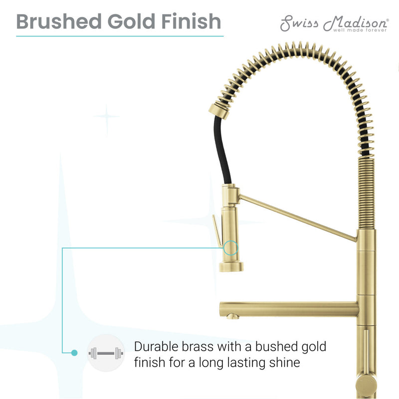 Nouvet Single Handle, Pull-Down Kitchen Faucet with Pot Filler in Brushed Gold