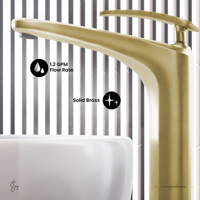 Sublime Single Hole, Single-Handle, High Arc Bathroom Faucet in Brushed Gold