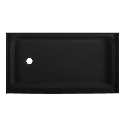 Voltaire 60" x 36" Acrylic Black, Single-Threshold, Left Drain, Shower Base