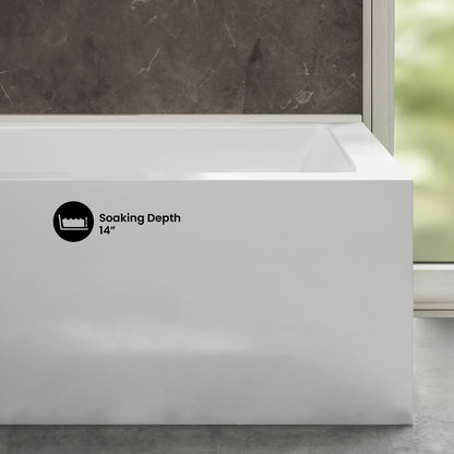 Voltaire 72 x 36 Left Drain Soaking Alcove Corner Apron Bathtub in Glossy White