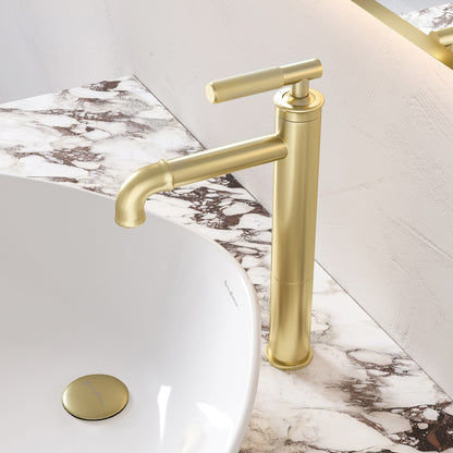 Avallon Single Hole, Single-Handle Sleek, High Arc Bathroom Faucet in Brushed Gold