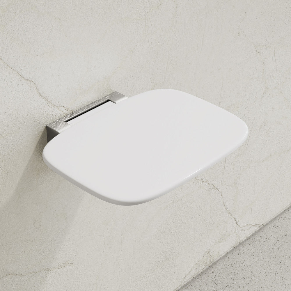 Auvergne 14" x 11" Folding Wall-Mounted Shower Seat in Glossy White