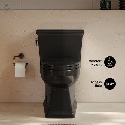 Voltaire II One-Piece 12" Rough-in 1.28 GPF Left-Hand Flush ADA Elongated Toilet in Glossy Black, Nano-Glaze