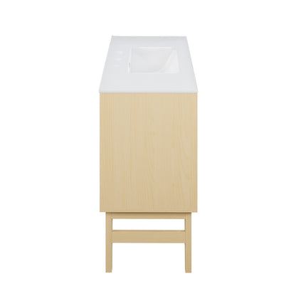 Bosse 36" Freestanding Bathroom Vanity in Natural Oak with 3-Hole Widespread Sink Top