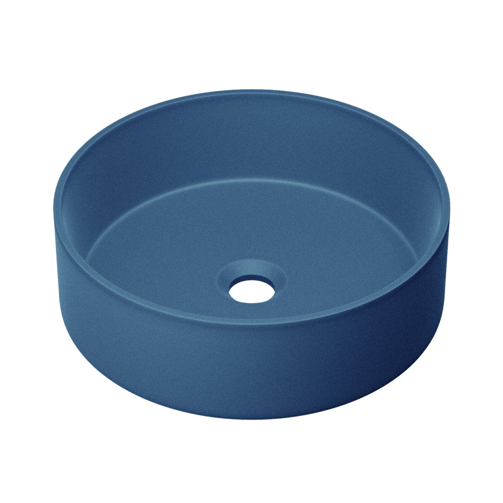 Lisse 14.5" Concrete Round Vessel Sink in Matte Royal Blue