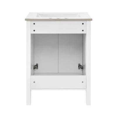 Bastille 24 in. White Bathroom Vanity With White, 3-Hole Ceramic Sink Top