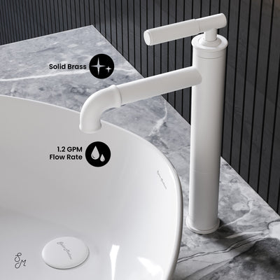 Avallon Single Hole, Single-Handle Sleek, High Arc Bathroom Faucet in Matte White