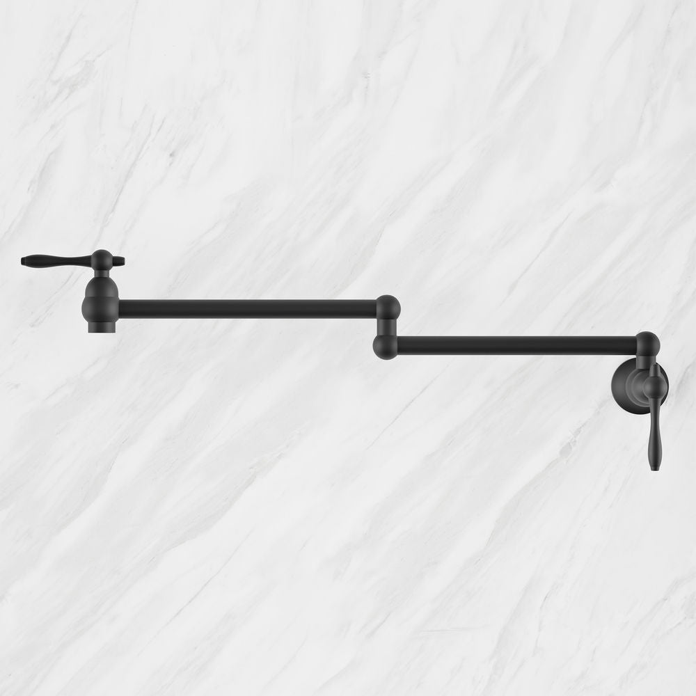 Plaisir Retractable Wall Mount Pot Filler Faucet in Matte Black