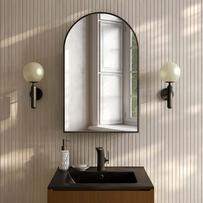 Porte 20 x 30 Arched Recessed/Wall Mount Medicine Cabinet with Mirror in Black
