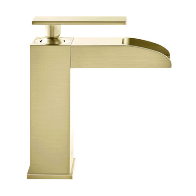 Concorde Single Hole, Single-Handle, Waterfall Bathroom Faucet in Brushed Gold