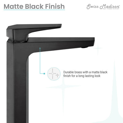 Voltaire Single Hole, Single-Handle, High Arc Bathroom Faucet in Matte Black