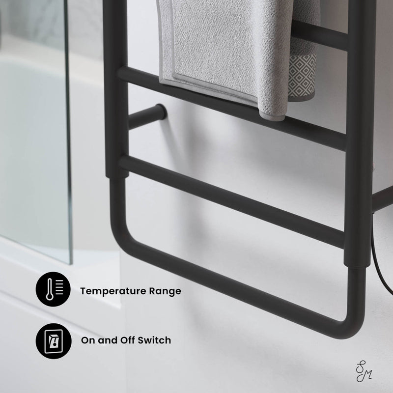 Ivy 8-Bar Electric Towel Warmer in Matte Black