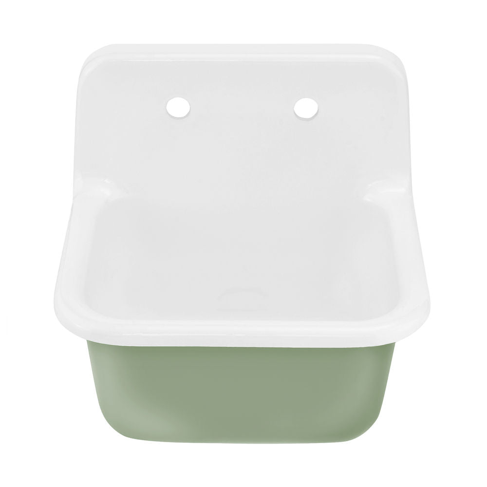 Loire 22" Cast Iron Rectangle Wall-Mounted Sink in Glossy Sage