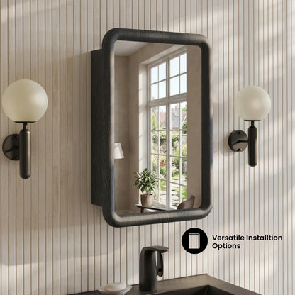 Plaisir 18 x 27 Recessed/Wall Mount Medicine Cabinet with Mirror in Black Oak