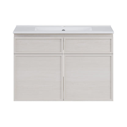St. Tropez 30" Wall-Mounted Bathroom Vanity in White Oak with Sink Top