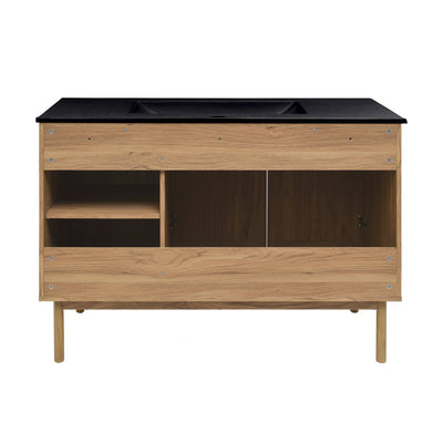 Classe 48" Freestanding Bathroom Vanity in Golden Oak with Black Sink Top