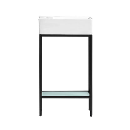 Pierre 19" Freestanding Bathroom Vanity with Open Shelf and Matte Black Metal Frame