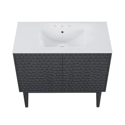 Bosse 36" Freestanding Bathroom Vanity in Black Oak with 3-Hole Widespread Sink Top