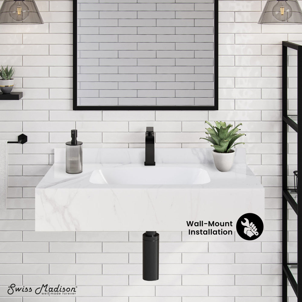 Avancer 36'' Wall Mount Sink In White Marble