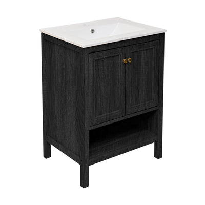 Chateau 24" Freestanding Bathroom Vanity in Black Oak with Sink Top
