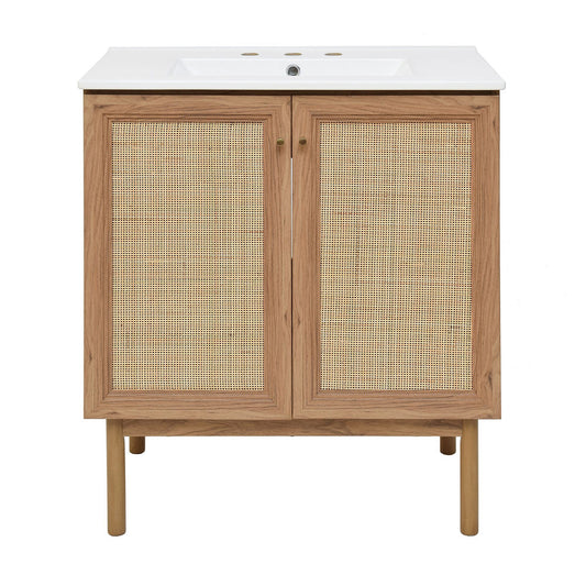 Classe 30" Freestanding Bathroom Vanity in Golden Oak with 3-Hole Widespread Sink Top