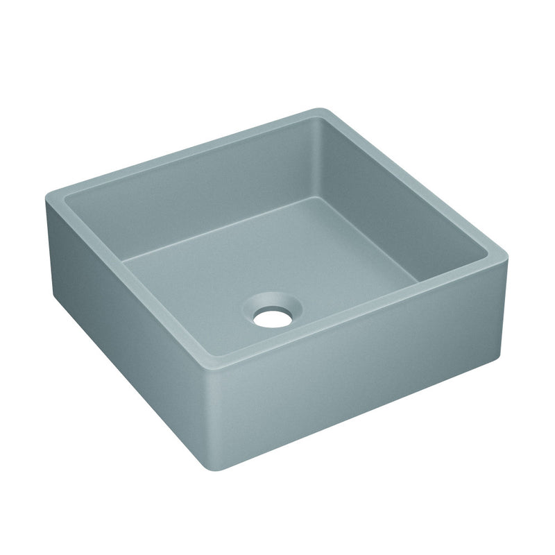 Lisse 15.5" Concrete Square Vessel Sink in Matte Powder Blue