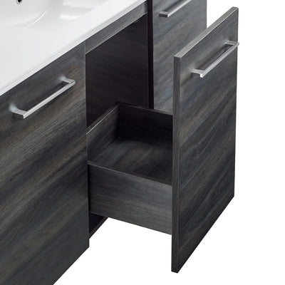 Annecy 48 in. Black Walnut Bathroom Vanity With White, 3-Hole Ceramic Sink Top