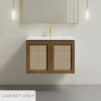 Classe 30" Wall-Mounted Bathroom Vanity in Brown Oak without Sink Top