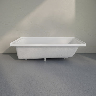 Voltaire 72 x 36 Left Drain Soaking Alcove Bathtub in Glossy White with Integrated Armrest
